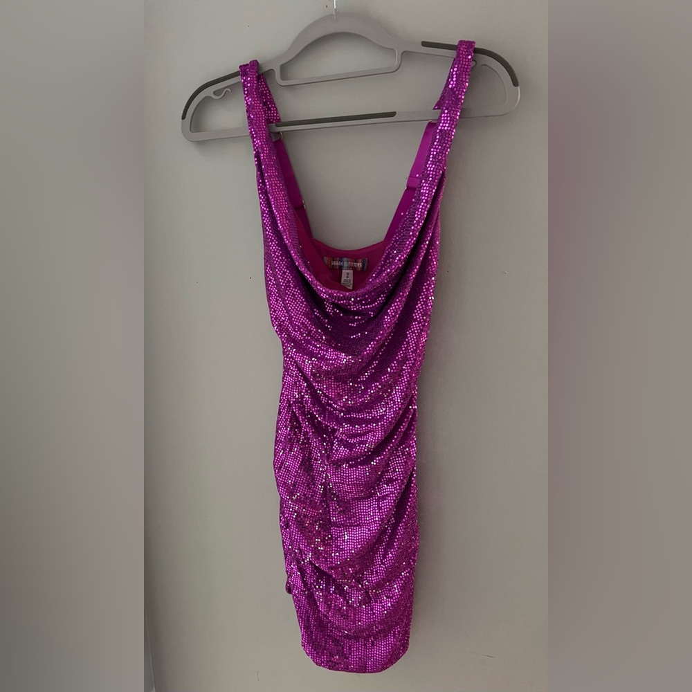 UO DUA COWL NECK SEQUIN MINI DRESS